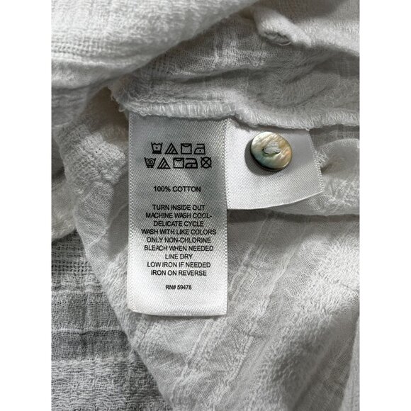 Cynthia Rowley Womens White Button-Up Top L - Picture 8 of 8